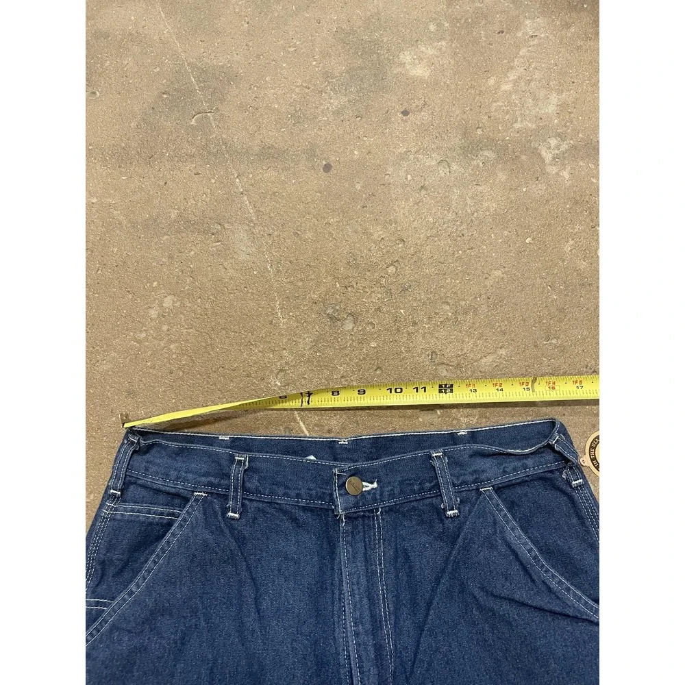 Carhartt Jeans Mens 34x34 Blue Washed Denim Work Dungaree Carpenter‎ Made USA